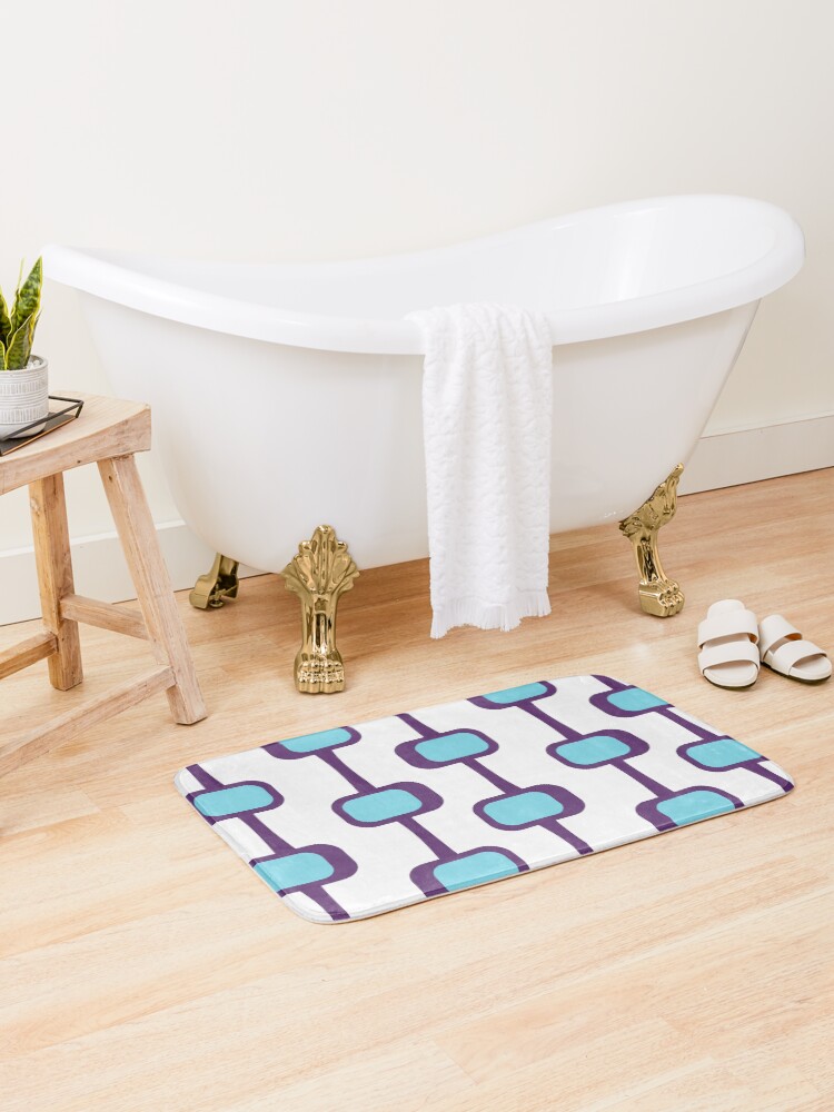 Thumbnail 1 of 6, Bath Mat, Mid Century Modern Purple Pattern designed and sold by CarlaBaremb.