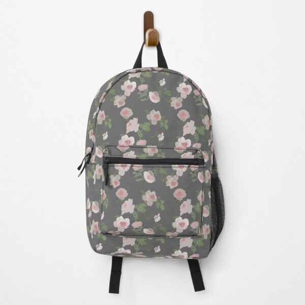 Item preview, Pale Pink Roses on Dark Grey Charcoal Background with Green Leaves designed and sold by cozycaroline.