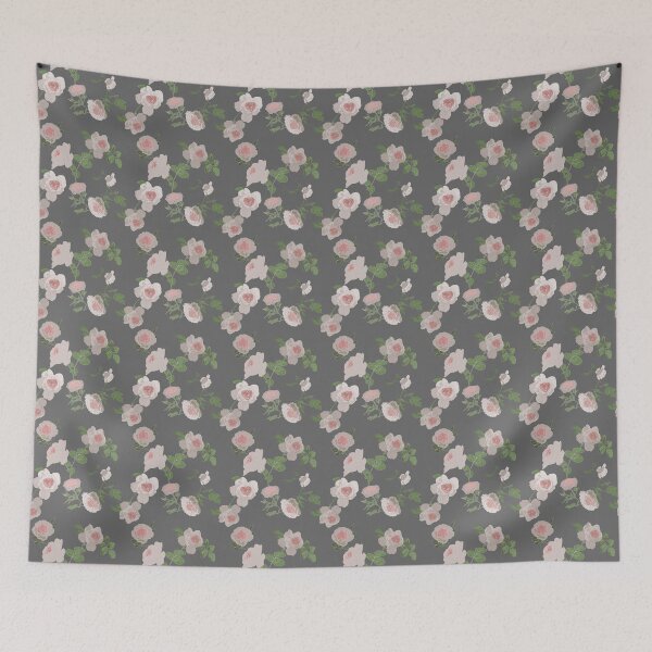 Item preview, Pale Pink Roses on Dark Grey Charcoal Background with Green Leaves designed and sold by cozycaroline.