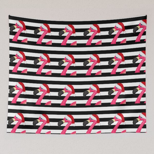Item preview, Pink Flamingo Santa Striped designed and sold by BeachBumFamily.