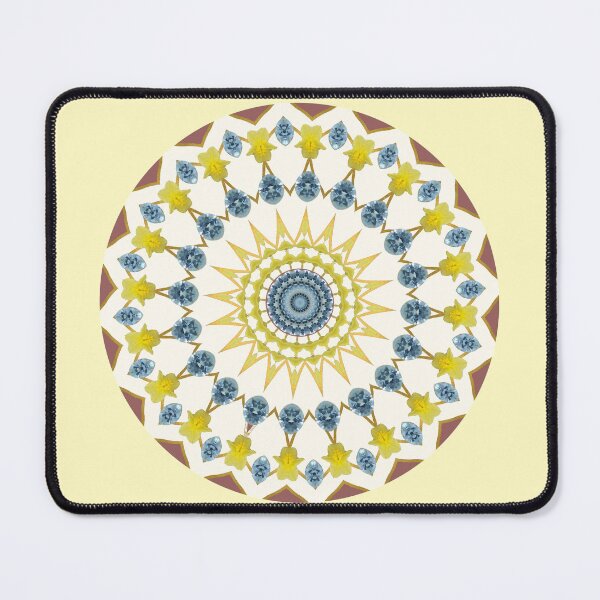 Item preview, March Birthday Aquamarine Birthstone & Daffodil Flower Mandala designed and sold by TrendyArtPrints.