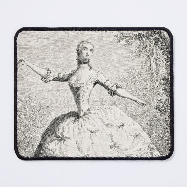 Item preview, The Dancers, 18th century French ballet woman, black white drawing designed and sold by VintageArchive.