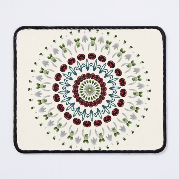 Item preview, January Birthday Garnet Birthstone & Snowdrop Flower Mandala designed and sold by TrendyArtPrints.