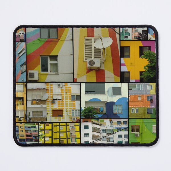 Tirana Collage - colorful buildings in Tirana, Albania Mouse Pad