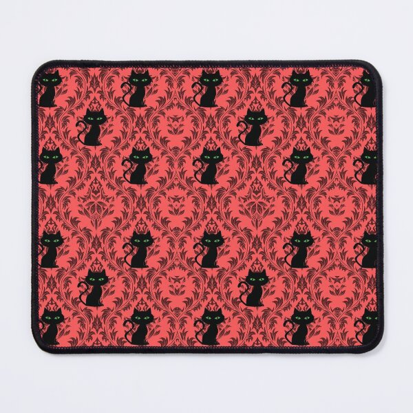 Kitty Cat Damask Pattern Mouse Pad