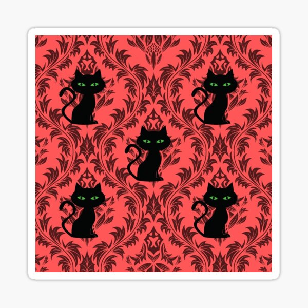 Kitty Cat Damask Pattern Sticker