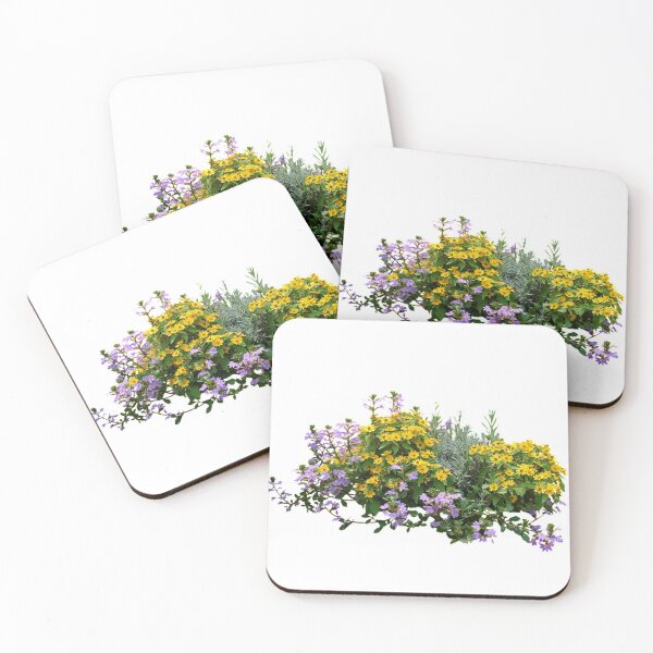 Item preview, Yellow and bluish pink coloured flowers in shrubs.....!! designed and sold by VIVEK KUMAR RAI.