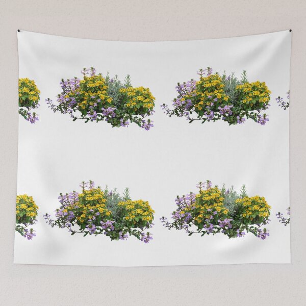 Item preview, Yellow and bluish pink coloured flowers in shrubs.....!! designed and sold by VIVEK KUMAR RAI.