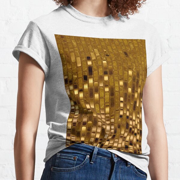 Gold Sequins | Gold Metallic Texture | 70s Disco Inspired Classic T-Shirt