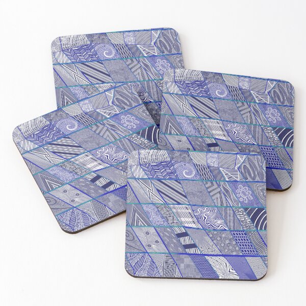 Item preview, Zentangle Abstract Lineart Grid; Blue Over Aloe designed and sold by ThatsJustJilly.