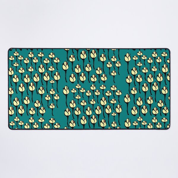 Field of yellow roses green background Desk Mat