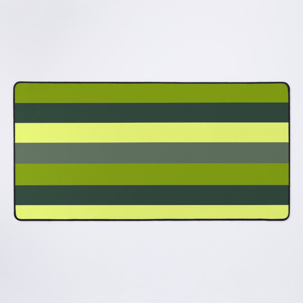 Green stripe monochromatic color block stripe pattern Desk Mat
