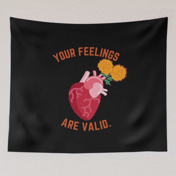 Item preview, Your feelings are valid, your feelings matter, anatomically correct heart orange flowers designed and sold by theslowdown.