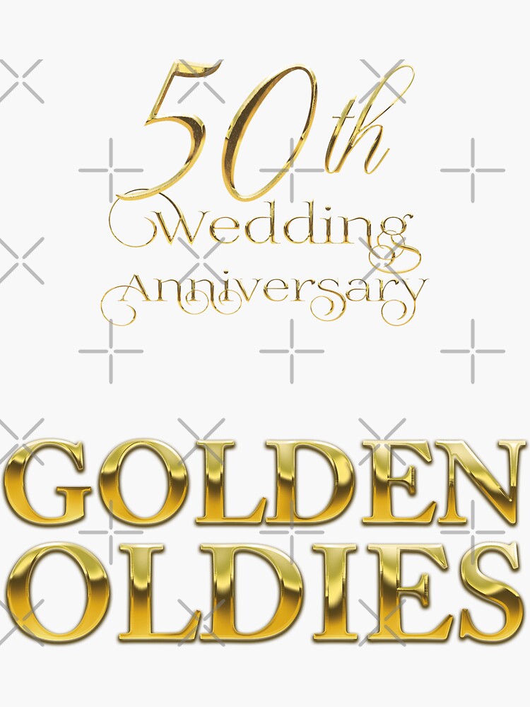 "50th Golden Wedding Anniversary Graphic Text Based Design." Sticker
