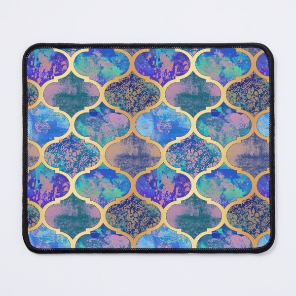 Item preview, Moroccan Quatrefoil Blue and Gold designed and sold by Julie Erin Designs.