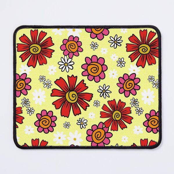 Item preview, Retro Flower Power Floral Pattern Yellow designed and sold by Julie Erin Designs.