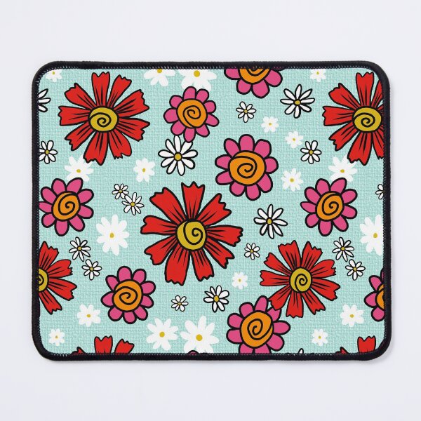 Item preview, Retro Flower Power Floral Pattern Blue designed and sold by Julie Erin Designs.