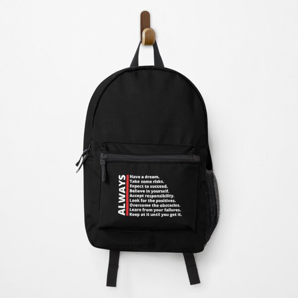 Item preview, ALWAYS - dream risks succeed believe responsibility positives obstacles failures persistence - Black, white, and red - motivational messages designed and sold by Art4Motivation.