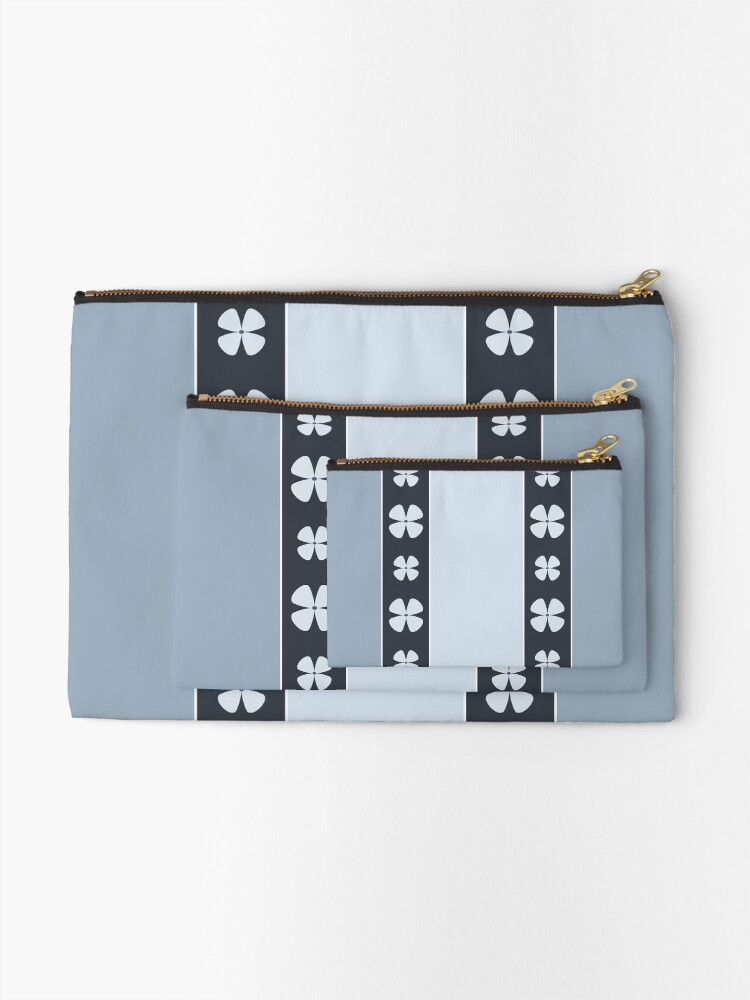 Thumbnail 2 of 4, Zipper Pouch, Blue Floral Stripes designed and sold by CarlaBaremb.