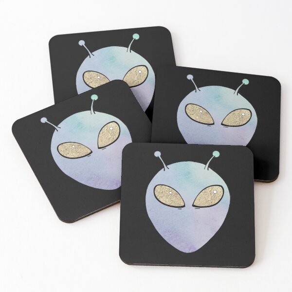 Item preview, Aesthetic Watercolor Alien with Gold Foil Eyes designed and sold by Heather Van Raden.