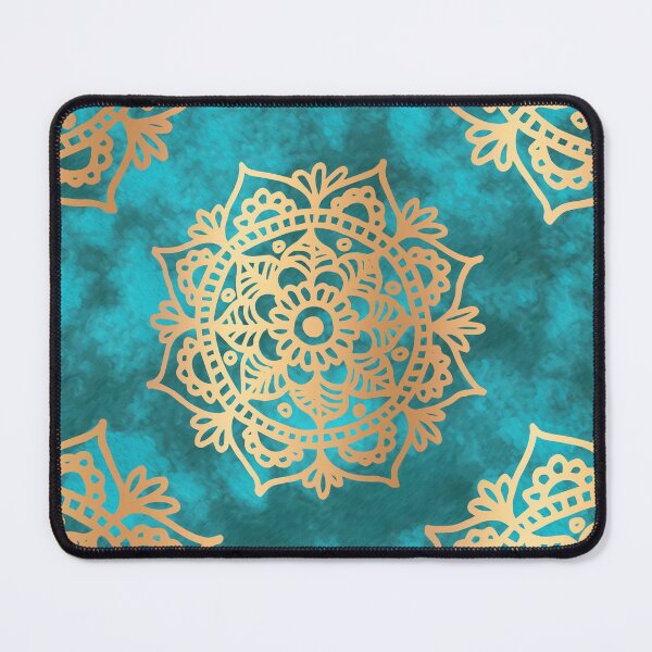 Item preview, Turquoise and Gold Mandala Pattern designed and sold by Julie Erin Designs.