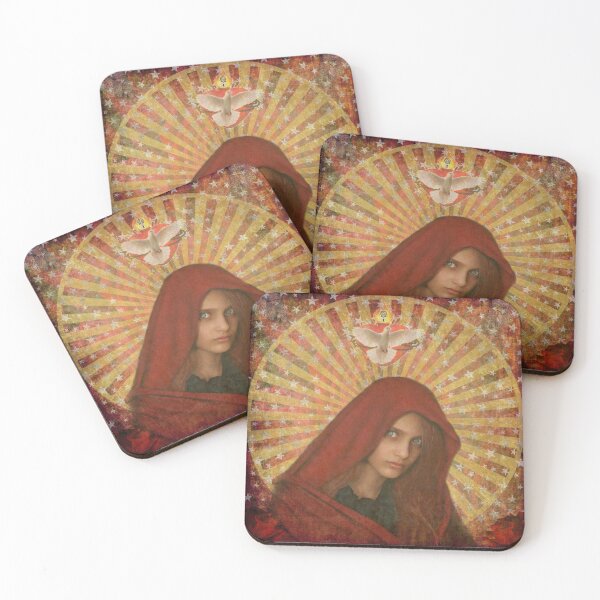 Mary Magdalene Dove Sacred Heart Coasters (Set of 4)