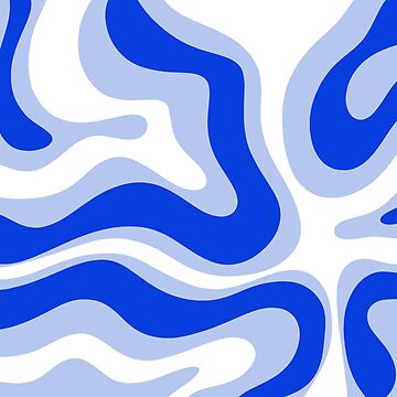 Modern Liquid Swirl Abstract Pattern Square Royal Blue, Light Blue, White |  Photographic Print