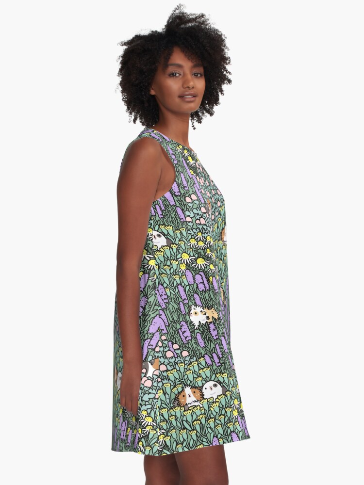 Alternate view of Guinea pigs and garden herbs pattern A-Line Dress