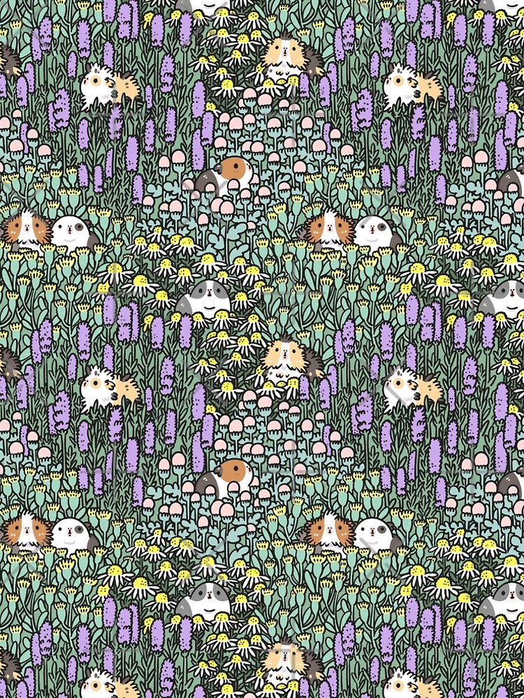 Guinea pigs and garden herbs pattern by Miri-Noristudio