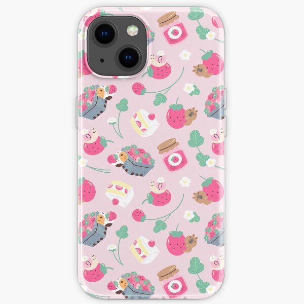 Bubu and Moonch Strawberry Season Pattern iPhone Soft Case
