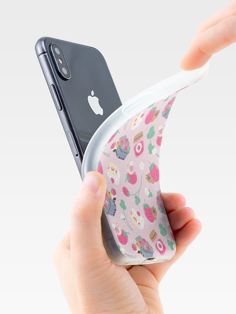 Alternate view of Bubu and Moonch Strawberry Season Pattern iPhone Case