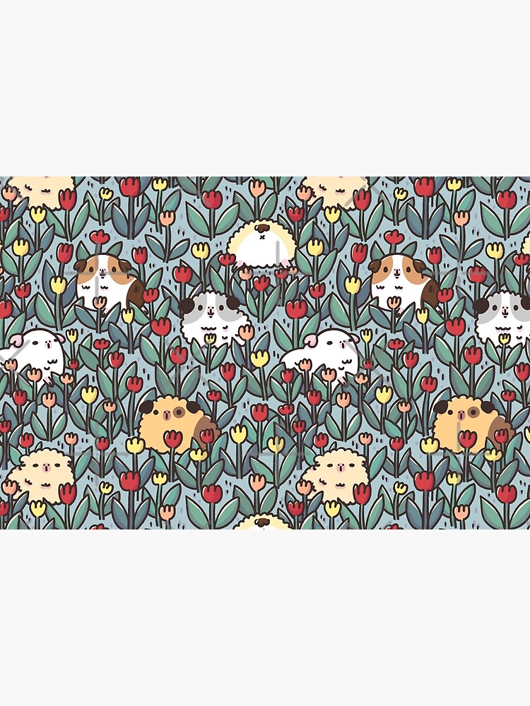 Teddy Guinea pigs and Flowers Pattern by Miri-Noristudio
