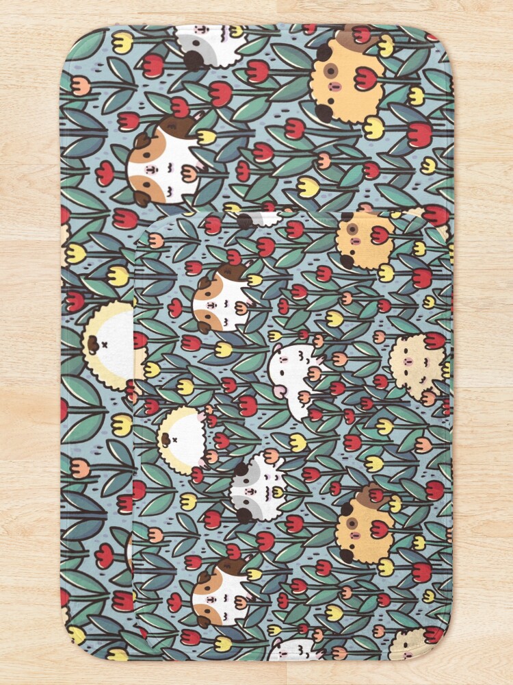 Alternate view of Teddy Guinea pigs and Flowers Pattern Bath Mat