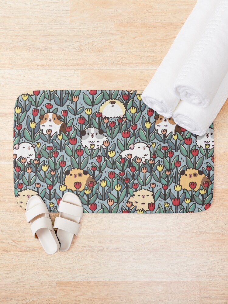 Alternate view of Teddy Guinea pigs and Flowers Pattern Bath Mat