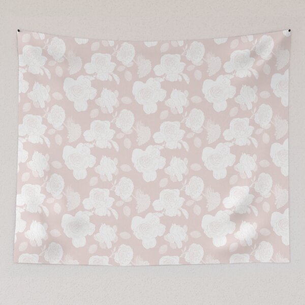 Item preview, Pale White Roses on Light Pink Background  designed and sold by cozycaroline.