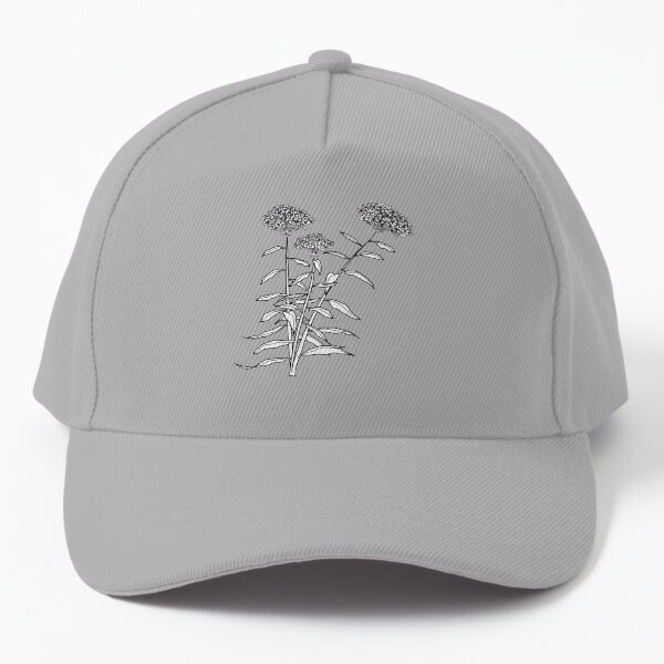 Orange Butterfly Weed Flower Plant Line Drawing Baseball Cap