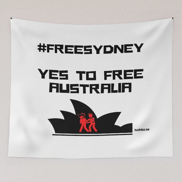 Artikelvorschau, #freesydney - Free Sydney Free Australia, TShirt, Hut, Taschen, Maske, Hashtag, schwarzer Druck entworfen und verkauft von hashteeme.