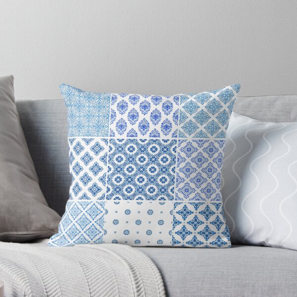 Item preview, Blue and White Portuguese Azulejo Watercolor Tile Pattern designed and sold by Rhu Creations.