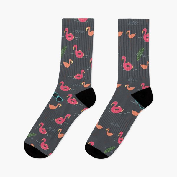 Item preview, summer flamingo beach party black designed and sold by TheWaterBirds.