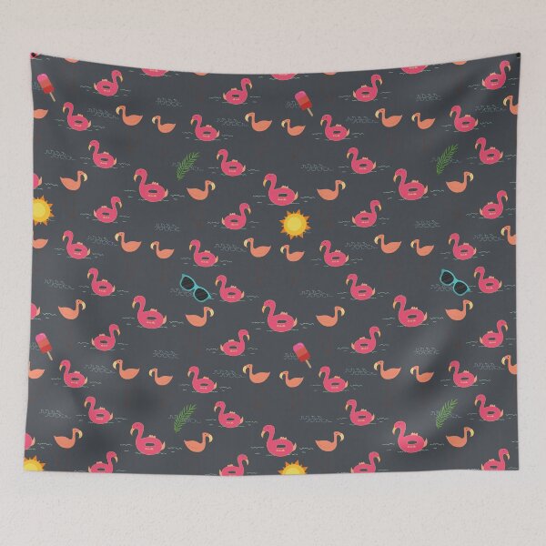 Item preview, summer flamingo beach party black designed and sold by TheWaterBirds.