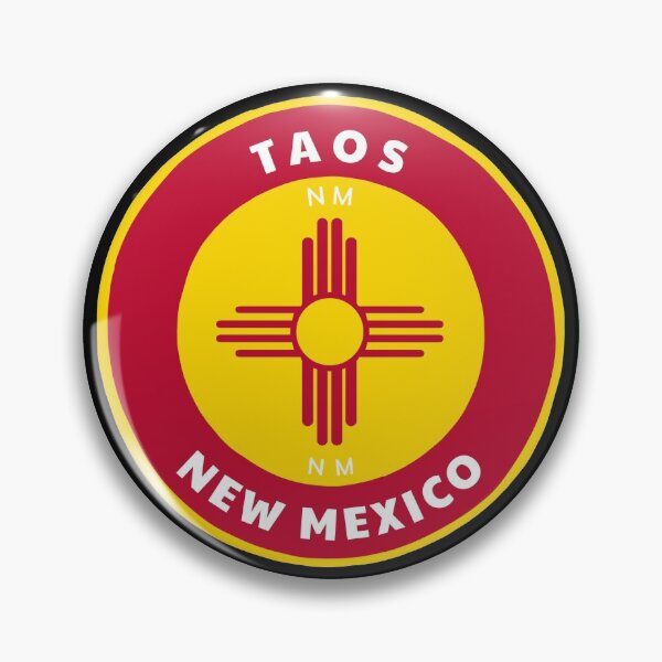 Item preview, Taos New Mexico - NM Badge with a Zia Flag Roundlet designed and sold by palmettodigital.