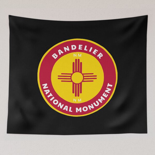 Artikelvorschau, Bandelier National Monument New Mexico - NM Badge with a Zia Flag Roundlet entworfen und verkauft von palmettodigital.