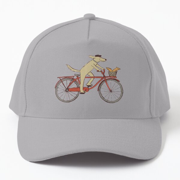 Dog and Squirrel are Friends | Whimsical Animal Art | Dog Riding a Bicycle Baseball Cap