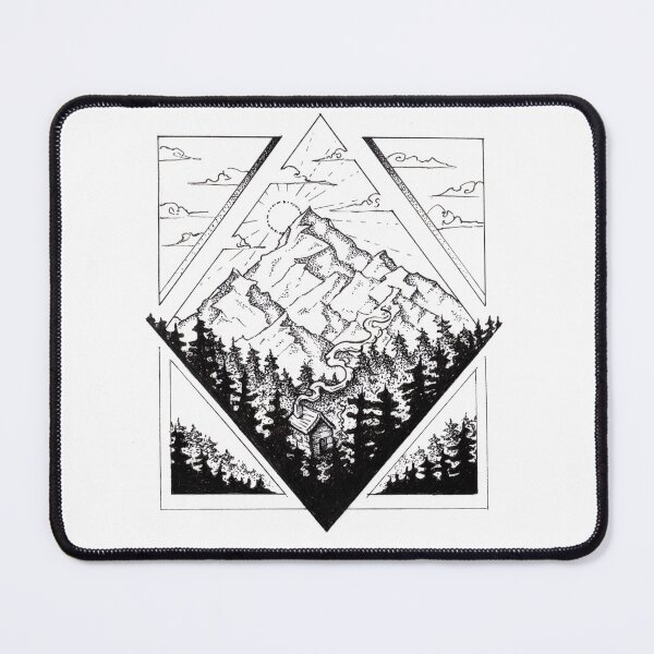 Item preview, Home, Detail , Ink Illustration Cabin in the Mountains designed and sold by Amanda Irene.