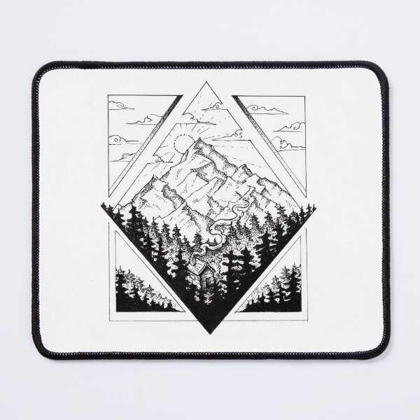 Item preview, Home , Ink illustration Cabin in the Mountains designed and sold by Amanda Irene.