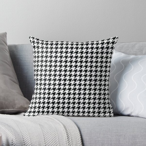 Houndstooth Black and White Pattern Throw Pillow