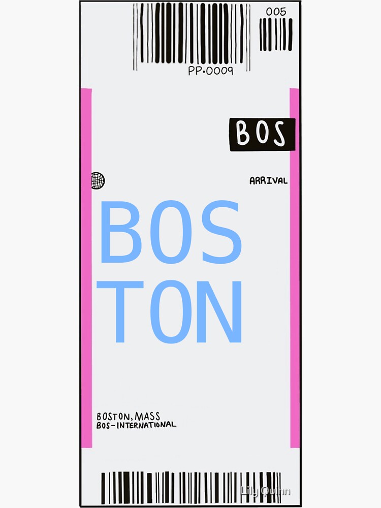 "boston plane ticket sticker" Sticker for Sale by lilyaq Redbubble