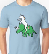 Unicorn Riding Triceratops Unisex T-Shirt