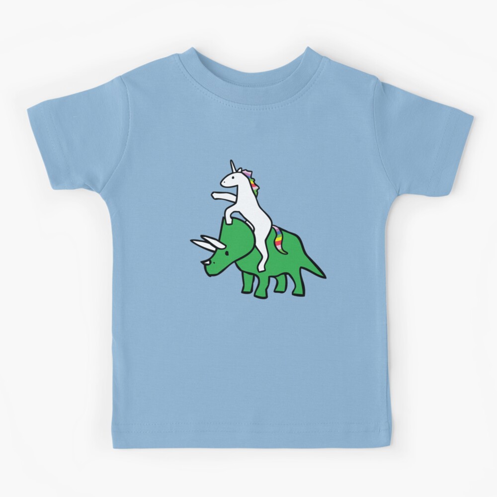 Unicorn Riding Triceratops Kids T-Shirt
