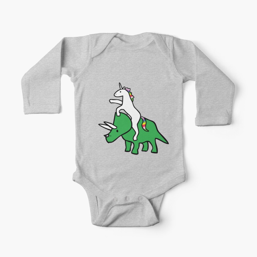 Unicorn Riding Triceratops Baby One-Piece